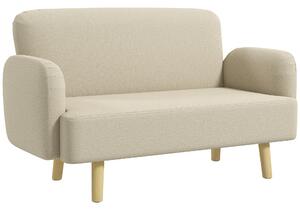 Divano 2 Posti 140x74x79 cm in Effetto Velluto Bianco Crema