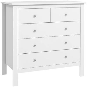 Cassettiera a 5 Cassetti 79x39,5x80,5 cm in Legno Bianco