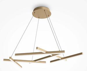 Lampadario A Sospensione Moderno Line Metallo Oro Acrilico 6 Luci Led 79W