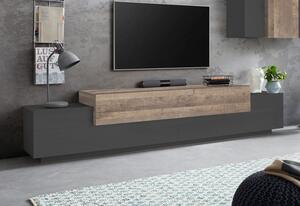 Mobile Tv 2 Ante a Ribalta 240x45x51,5 cm Coro Grigio Antracite Opaco/Rovere Wotan