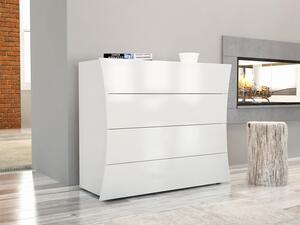 Comò 4 Cassetti 98x40x81,5 cm Arco Bianco Lucido