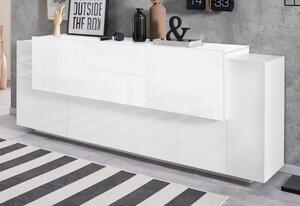 Credenza 5 Ante e 2 Cassetti 220x45x86 cm Coro Bianco Lucido/Bianco