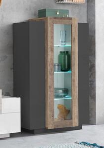 Vetrina 3 Ante 80x38x120,5 cm Coro Grigio Antracite Opaco/Rovere Wotan