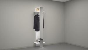 Mobile Appendiabiti con Specchio 50x32x191 cm Kompact Bianco Lucido