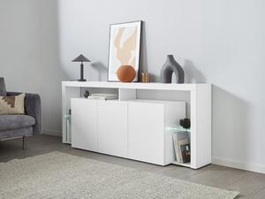 Credenza con 3 Ante e Ripiani in Vetro a Giorno 200x40x80 cm Essential 3A Bianco Lucido