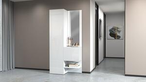 Mobile Ingresso 2 Armadietti e Specchio 90x35x191 cm Kompact Bianco Lucido