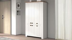 Scarpiera 6 Ante 114x42x200 cm Figo 6A Bianco Opaco/Rovere Wotan