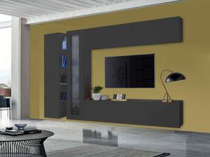 Parete Attrezzata Soggiorno 280x30x180 cm Maruska n°7 Grigio Antracite Opaco