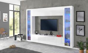 Parete Attrezzata Soggiorno 260x30x180 cm Maruska n°4 Bianco Lucido