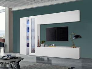 Parete Attrezzata Soggiorno 280x30x180 cm Maruska n°7 Bianco Lucido