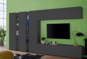 Parete Attrezzata Soggiorno 340x30x180 cm Maruska n°5 Grigio Antracite Opaco