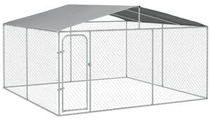 PawHut Kennel per Cani in Metallo con Tettuccio in Tessuto Oxford e Porta con Blocco, 400x400x232 cm|Aosom
