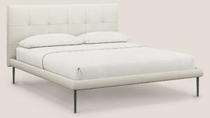 Midori letto imbottito trapuntato in ecopelle con piedini alti T04 bia