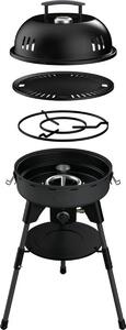INCASA, barbecue a gas compatto da 4000 W, con accensione piezoelettrica, bruciatori in acciaio inossidabile e piastra di cottura in alluminio pressofuso, portatile, colore nero