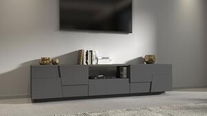 Mobile Tv 4 Anta 1 Cassetto e Ripiano a Giorno 220x44x46 cm Pongo 4A 1C Grigio Antracite Opaco