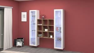 Parete Attrezzata Soggiorno 170x30x180 cm Maruska n°28 Bianco Lucido/Rovere Wotan