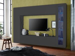 Parete Attrezzata Soggiorno 260x30x180 cm Maruska n°3 Grigio Antracite Opaco