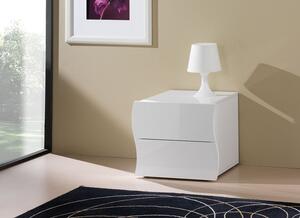 Comodino 2 Cassetti 50x40x41,3 cm Onda 2C Bianco Lucido