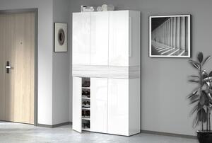 Armadio Scarpiera 6 Ante e 1 Ripiano a Ribalta 114x35x200 cm Savona 6A 1R Bianco Opaco/Larice Bianco