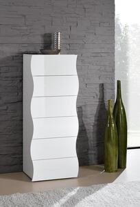 Cassettiera Alta 6 Cassetti 50x40x121,5 cm Onda 6C Bianco Lucido