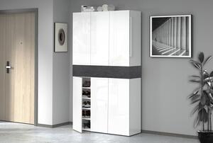 Armadio Scarpiera 6 Ante e 1 Ripiano a Ribalta 114x35x200 cm Savona 6A 1R Bianco Opaco/Grigio Ardesia