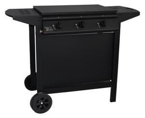 GRILL GARDEN: Griglia a gas con piastra, 3 bruciatori, accensione piezoelettrica, colore nero, superficie di cottura 62 x 42 cm, coperchio pieghevole, 2 ripiani laterali