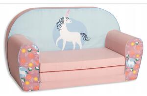 Divano Sofà per Bambini 80x31x50 cm in Cotone Unicorno Rosa