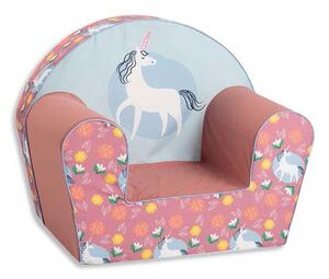 Poltroncina per Bambini 42x31x50 cm in Cotone Unicorno Rosa