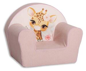 Poltroncina per Bambini 42x31x50 cm in Velluto e Cotone Giraffa Rosa