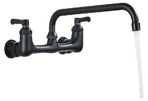 KLARWERK® ALEX | Miscelatore per uso alimentare, montaggio a parete, finitura nera | Rubinetto da cucina in acciaio inossidabile, design lungo e piatto | Rubinetto per ristorante, montaggio a parete