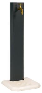 Fontana da Giardino Design a Colonna Ovale Rubinetto in Ottone con Base in Cemento Antracite