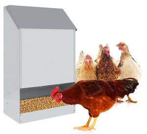 Mangiatoia per Galline 35x20x63 cm Capienza 23kg in Acciaio Zincato