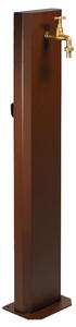 Fontana da Giardino Design a Colonna Ovale Rubinetto in Ottone Senza Base Corten