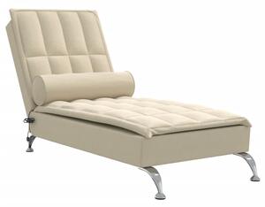 Chaise longue da massaggio con bolster in tessuto crema