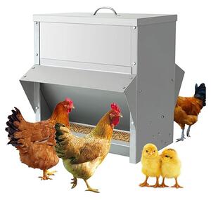 Mangiatoia per Galline 41x45x46 cm 2 Lati Capienza 30kg in Acciaio Zincato