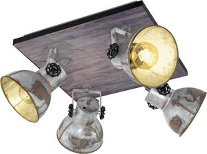 Spot Rustico Country Barnstaple Legno Marronemarrone Patinato 4 Luci E27 40W