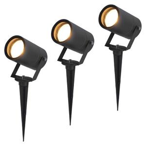 Hoftronic Faretto da giardino a LED 3x dimmerabile GU10 IP65 Nero