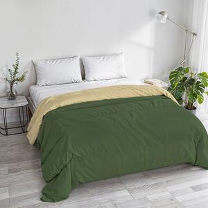 Trapunta Invernale Matrimoniale Tinta Unita in Microfibra 200gr Verde Scuro Panna