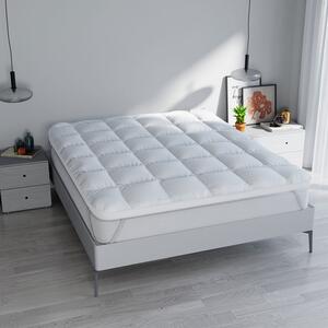 Topper One Matrimoniale 160 x 195 cm Imbottitura Effetto Piuma con Elastici in Cotone Bianco Varie Misure