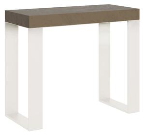 Consolle Allungabile 90-196x40x77 cm Tecno Small Tortora Telaio Bianco