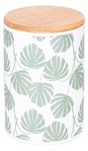 Barattolo grande 900 ml in ceramica decorata con coperchio ermetico in bamboo Lemon Leaf