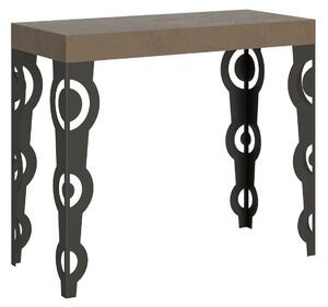 Consolle Allungabile 90-196x40x77 cm Karamay Small Tortora Telaio Antracite