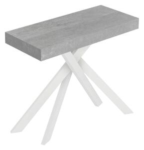 Consolle Allungabile 90-196x40x77 cm Saki Small Cemento Gambe Bianche