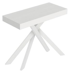 Consolle Allungabile 90-196x40x77 cm Saki Small Bianco Frassino Gambe Bianche