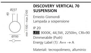 Artemide discovery sospensione verticale 70 con app