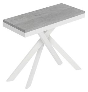 Consolle Allungabile 90-196x40x77 cm Saki Small Evolution Cemento Gambe Bianche