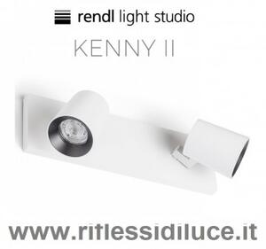 Rendl light kenny 2 faretto a 2 luci parete soffitto struttura bianca ghiera interna nera
