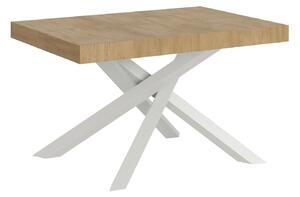Tavolo Allungabile 120-224x90x77 cm Volantis Quercia Natura Telaio Bianco
