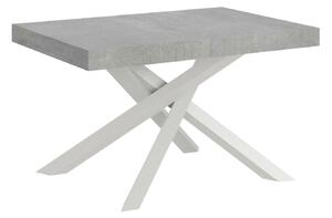 Tavolo Allungabile 120-224x90x77 cm Volantis Cemento Telaio Bianco