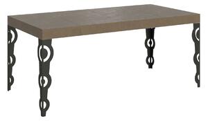 Tavolo Allungabile 90-246x90x77 cm Karamay Premium Tortora Telaio Antracite